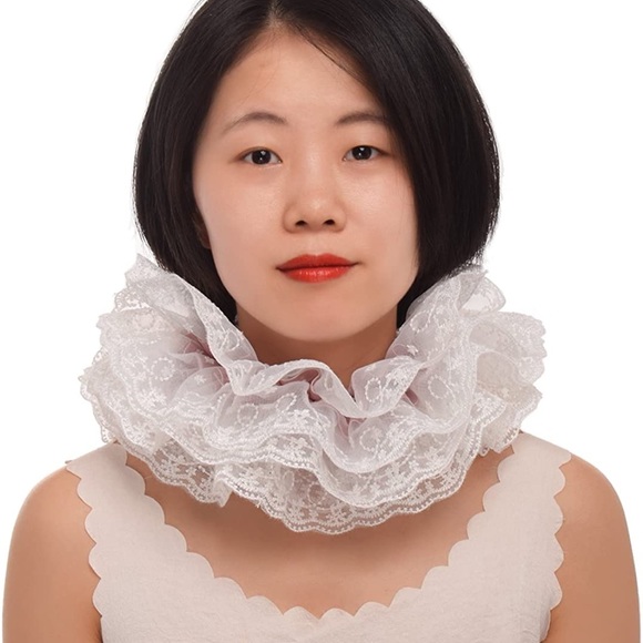🔥HOST PICK🔥Victorian Steampunk Gothic Style Tudor Elizabethan Neck Ruff Lace - Picture 2 of 9
